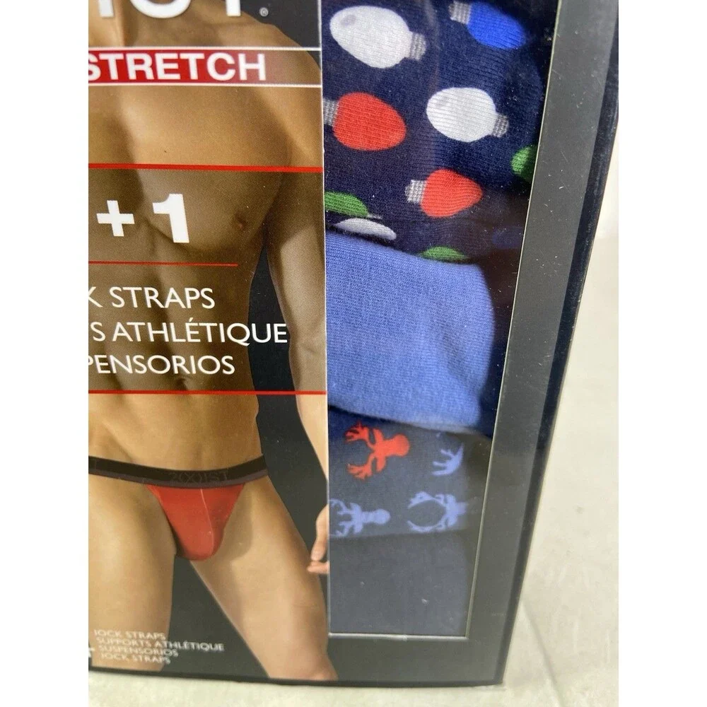 2xist Cotton Stretch 4 Pack Jockstraps Christmas Holiday Print Mens Size L